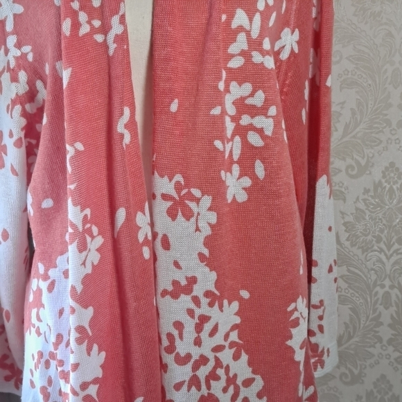 Investments II size 1X Open Front Cardigan Peach & White NWT - Picture 2 of 11